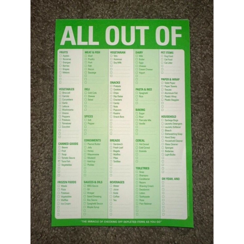 All out of - grocery shopping list